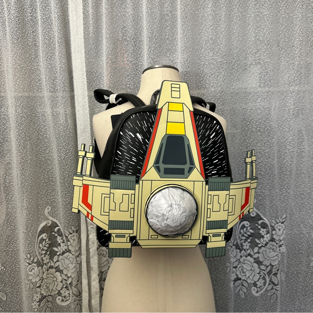 SOLD. Loungefly Star Wars X-Wing Backpack - Red, Yellow, Black